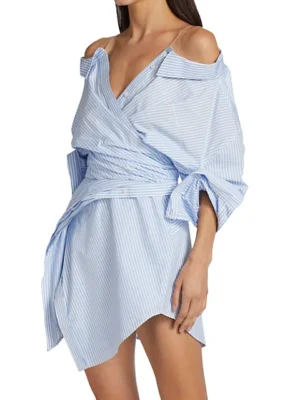 Wrap Front Off-The-Shoulder Shirt Dress by Alexander Wang