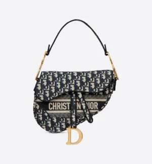 Saddle Bag Blue Dior Oblique Embroidery by Christian Dior